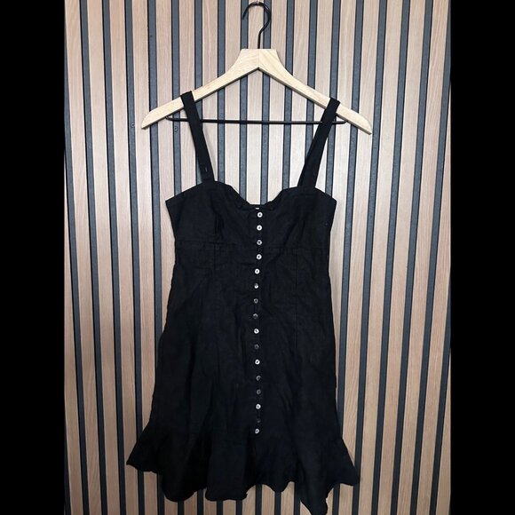 Olivaceous Dress Small Womens Black Rami Button Drop Waist Woven - Picture 2 of 2